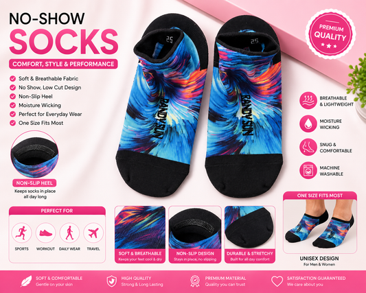 Muche-love No-Show Socks | Breathable Non-Slip Low Cut Socks | Unisex